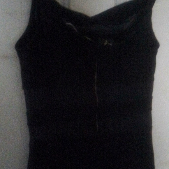 Size small Shaza black poly Lycra with sheer stripes on abdomen cocktail . - Picture 5 of 6